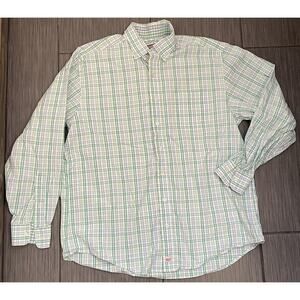 Vineyard Vines Mens Green White Blue Plaid Murray Cotton Shirt Size Large Easter